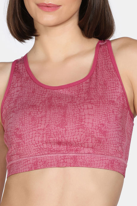 Zelocity Medium Impact Moisture Wicking Sports Bra with Removable Padding - Cashmere Rose — image 5